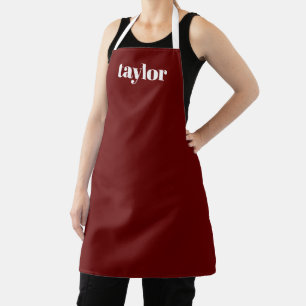 Cool Red Modern Minimalist Trendy Personalised Apron