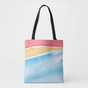 Cool Red Orange and Blue Watercolor Strokes Tote Bag