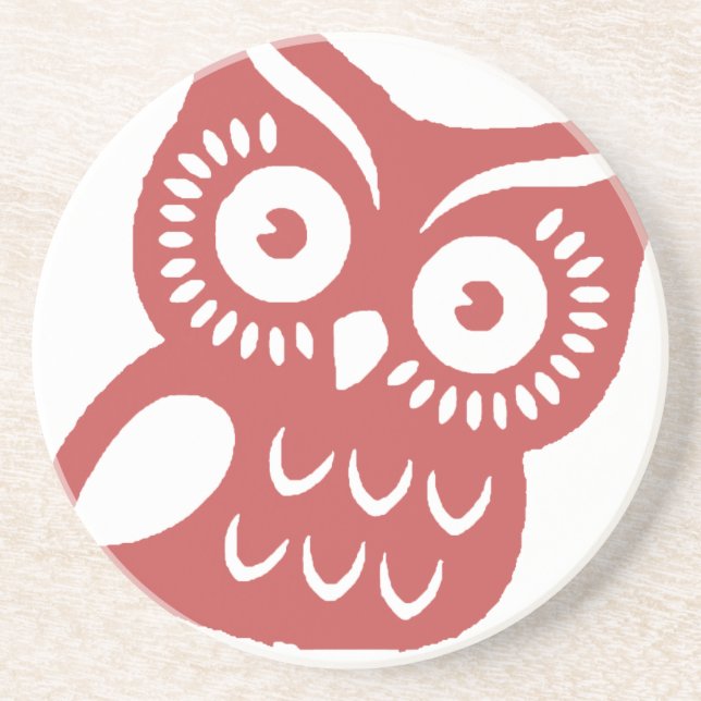 Cool Red Owl Coaster (Front)