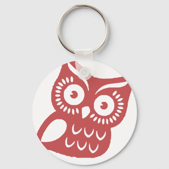 Cool Red Owl Key Ring (Front)