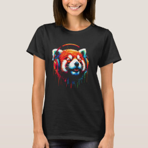 Cool Red Panda Headphone Music Art Christmas Birth T-Shirt