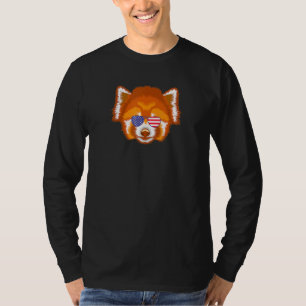 Cool Red Panda Wearing Usa Flag Sunglasses Us Amer T-Shirt