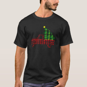 Cool Red Plaid Farming Truck Christmas OutfitMen W T-Shirt