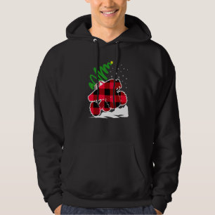 Cool Red Plaid Monster Truck Christmas Outfit Men  Hoodie