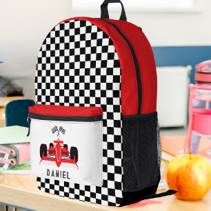Cool Red Racing Car Boy's  Printed Backpack