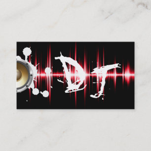 Cool Red Sound Waves Wild DJ Business Card