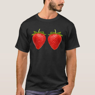 Cool Red Strawberry Illustration Novelty Graphic D T-Shirt