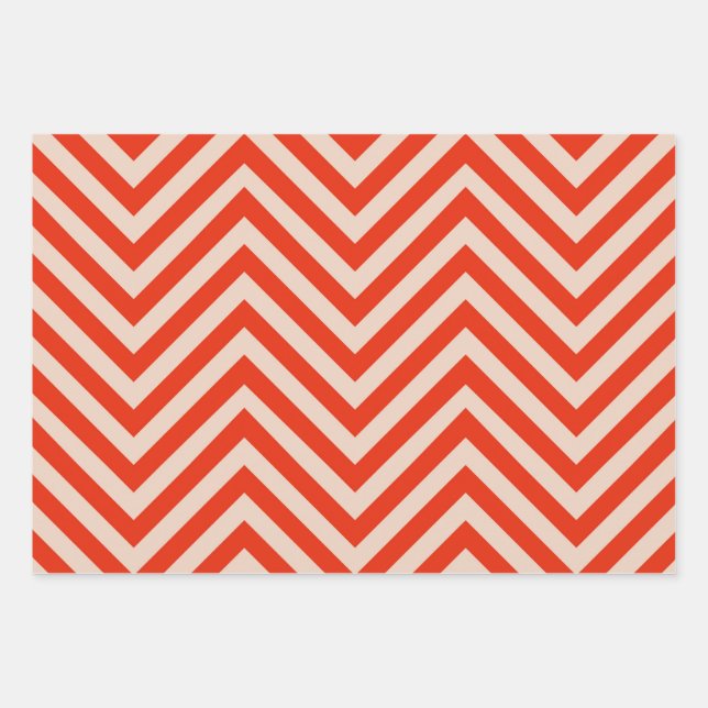 Cool Red Stripe Pattern Wrapping Paper Sheet (Front)