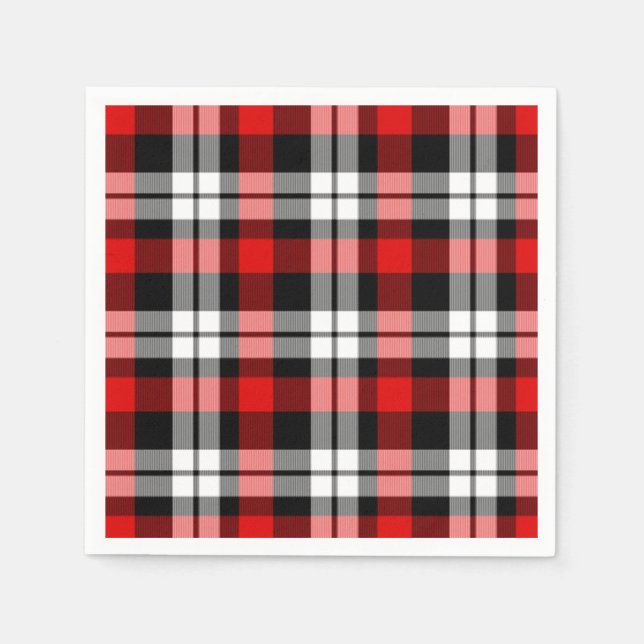 Cool Red White Black Lumberjack Tartan Pattern Napkin (Front)