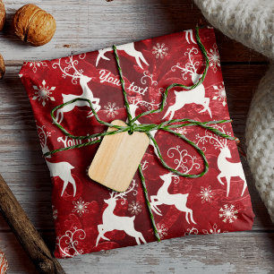 Cool red white reindeer Christmas Wrapping Paper