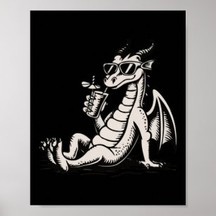 Cool Relaxing Dragon – Chill Fantasy Illustration  Poster