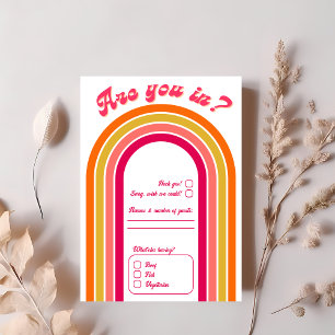 Cool Retro 70's Brightly Coloured Wedding RSVP Card