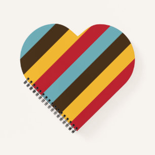 Cool Retro 70s Stripes Blue Brown Gold Red Notebook