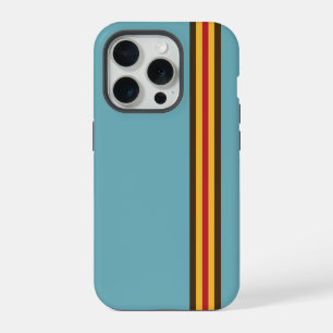 Cool Retro 70s Stripes Blue Brown Gold Red Racing iPhone 15 Pro Case