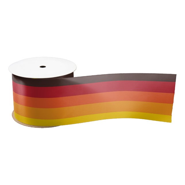 Cool Retro 70s Stripes Orange Yellow Red Satin Ribbon (Spool)