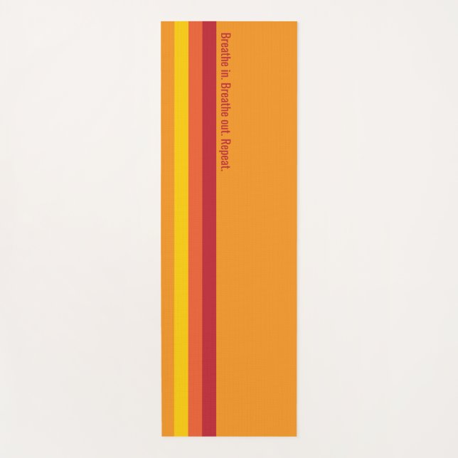Cool Retro 70s Stripes Orange Yellow Red Yoga Mat (Front)