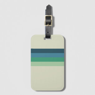 Cool Retro 70s Stripes Sea-foam Green Blue Luggage Tag