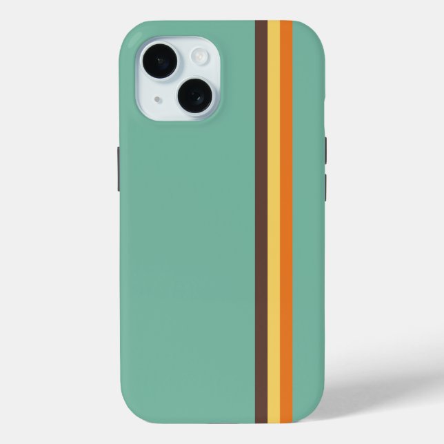 Cool Retro 70s Stripes Teal Yellow Orange Brown Case-Mate iPhone Case (Back)