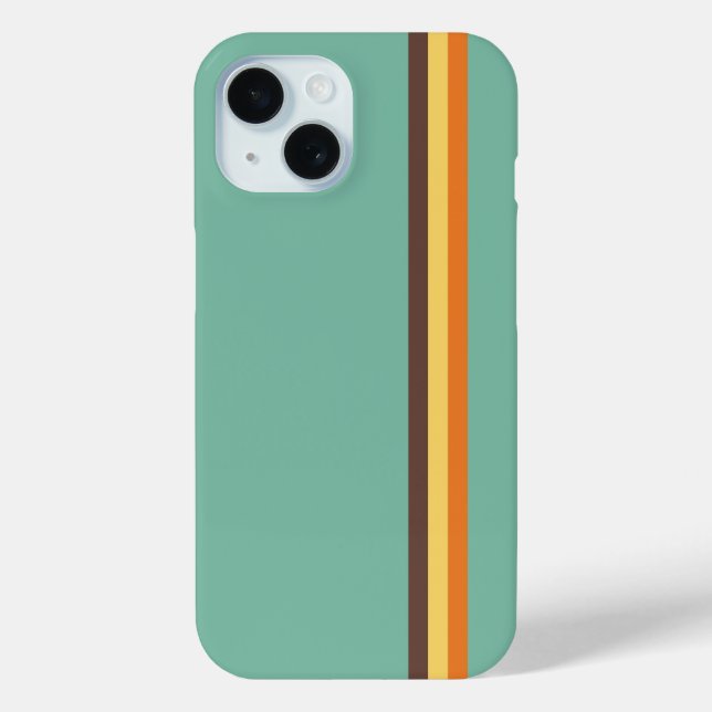 Cool Retro 70s Stripes Teal Yellow Orange Brown Case-Mate iPhone Case (Back)
