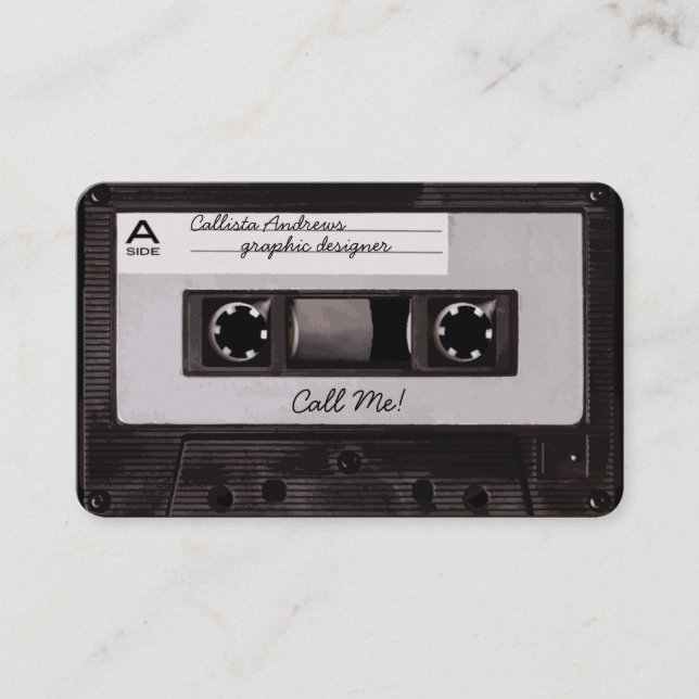 Cool Retro 80's Cassette Tape Mixtape Business Card (Front)