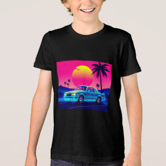 Cool Retro 80s Neon Muscle Car Kids T-Shirt Tri-Blend Shirt