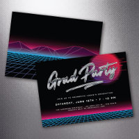 Cool Retro 80's New Wave Graduation Grad Party