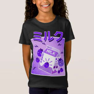 Cool Retro 90s Japanese Kawaii Blueberry Milk Shak T-Shirt
