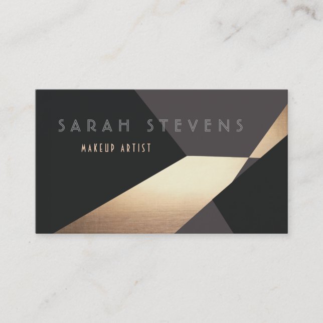 Cool Retro Abstract Gold Makeup Artist Cool Sylish Business Card (Front)