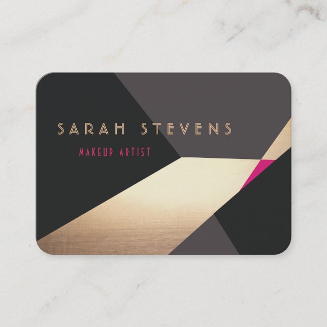 Cool Retro Abstract Gold Makeup Artist Modern Business Card (Front)