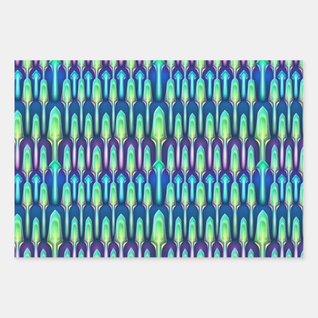 Cool Retro Abstract Mushroom Crystal Pattern Wrapping Paper Sheet (Front)