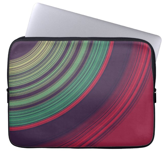 Cool Retro Abstract Record Grooves Pattern Laptop Sleeve (Front)