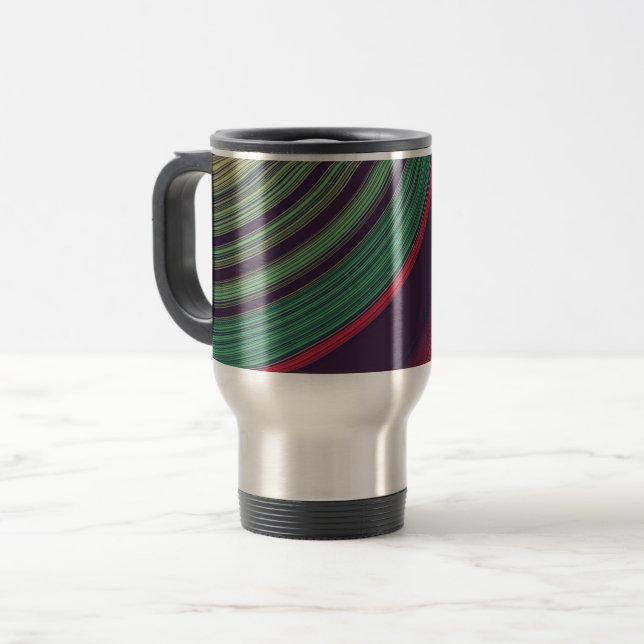 Cool Retro Abstract Record Grooves Pattern Travel Mug (Front Left)