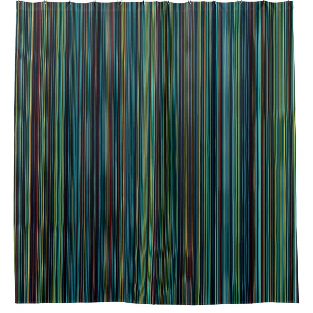 Cool retro aqua purple blue stripe shower curtain  (Front)