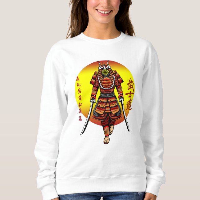 Cool Retro Armored Samurai with 2 Katanas Sweatshirt (Front)