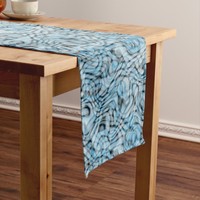 Cool Retro Artistic Abstract Waves Pattern Medium Table Runner (In Situ)