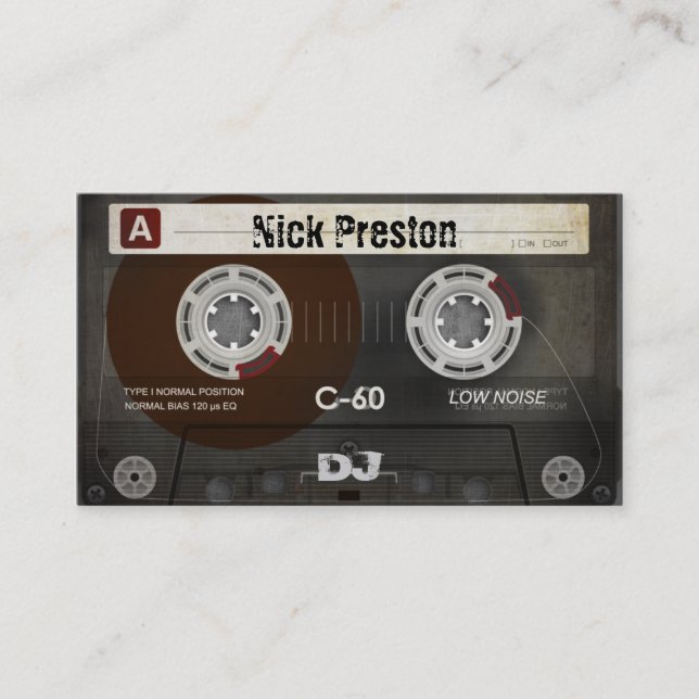 Cool Retro Audio Cassette | DJ Professional Business Card (Front)
