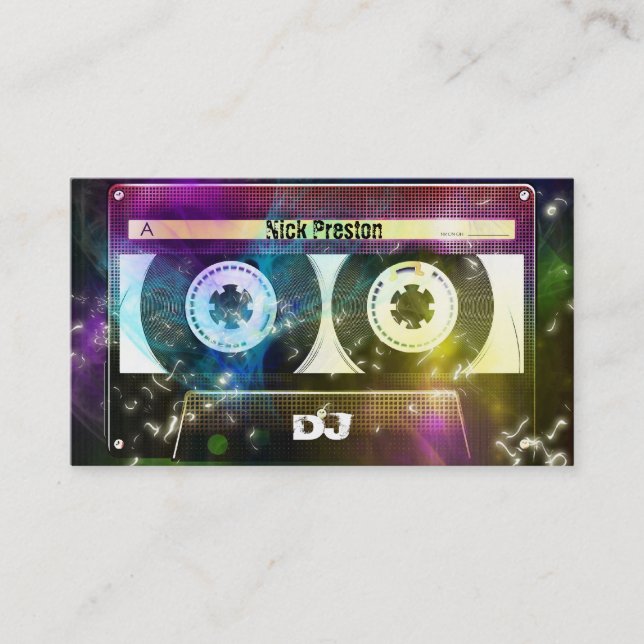 Cool Retro Audio Cassette | DJ Professional Business Card (Front)