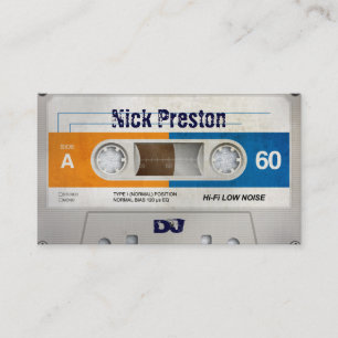 Cool Retro Audio Cassette   DJ Professional Business Card