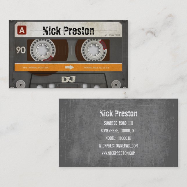 Cool Retro Audio Cassette | DJ Professional Business Card (Front/Back)