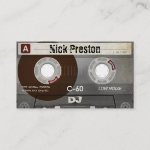 Cool Retro Audio Cassette   DJ Professional Business Card