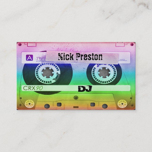 Cool Retro Audio Cassette | DJ Professional Business Card (Front)
