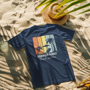 Cool Retro Beach Vacation Family Trip Navy Blue T-Shirt