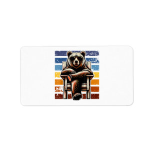 Cool Retro Bear in Sunglasses 70s 80s 90s Novelty  Label