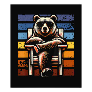 Cool Retro Bear in Sunglasses 70s 80s 90s Novelty Photo Print