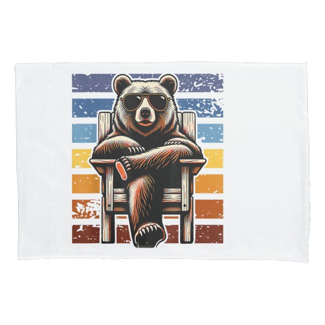 Cool Retro Bear in Sunglasses 70s 80s 90s Novelty  Pillowcase (Front)
