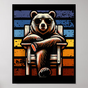Cool Retro Bear in Sunglasses 70s 80s 90s Novelty Poster