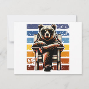 Cool Retro Bear in Sunglasses 70s 80s 90s Novelty  Thank You Card
