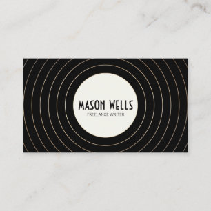 Cool Retro Black and White Bold Circle Business Card