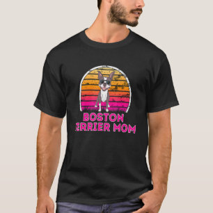 Cool Retro Boston Terrier Mum Dog Mothers Day T-Shirt