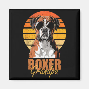 Cool Retro Boxer Grandpa Funny Vintage Dog Lover Magnet